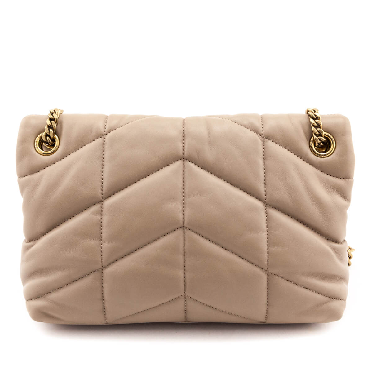 Saint Laurent Beige Lambskin Quilted Small Loulou Puffer Satchel - Love that Bag etc - Preowned Authentic Designer Handbags & Preloved Fashions