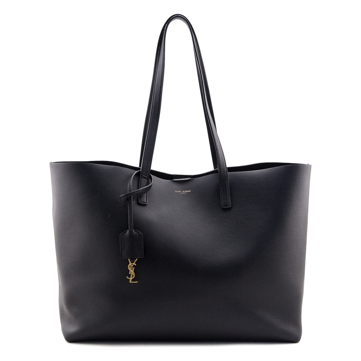 Saint Laurent Black Calfskin Large Shopping Tote E/W