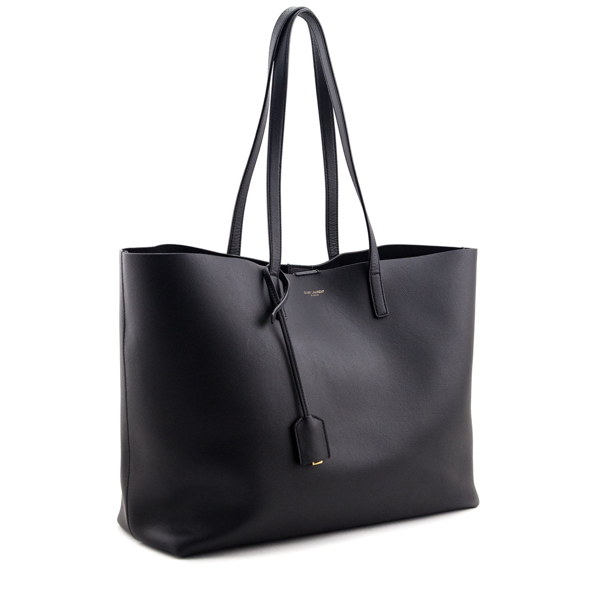 Saint Laurent Black Calfskin Large Shopping Tote E/W