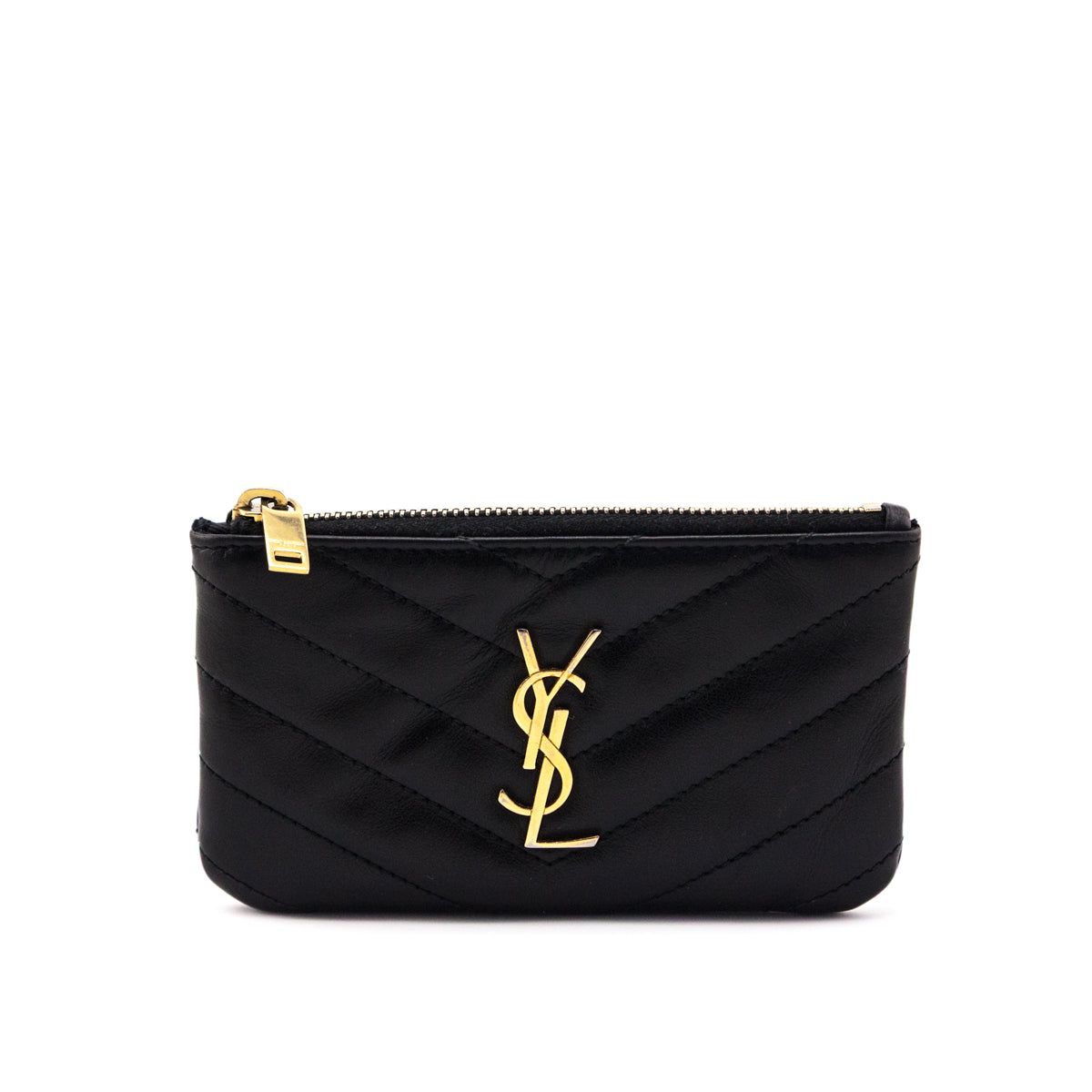 Saint Laurent Black Calfskin Matelasse Monogram Key Pouch - Love that Bag etc - Preowned Authentic Designer Handbags & Preloved Fashions