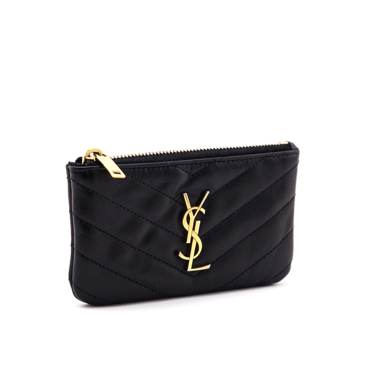 Saint Laurent Black Calfskin Matelasse Monogram Key Pouch - Love that Bag etc - Preowned Authentic Designer Handbags & Preloved Fashions