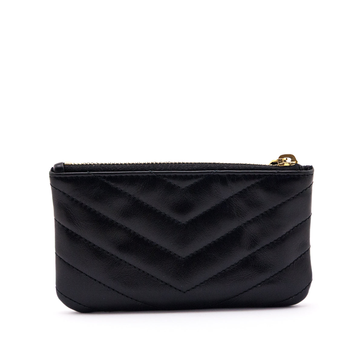 Saint Laurent Black Calfskin Matelasse Monogram Key Pouch - Love that Bag etc - Preowned Authentic Designer Handbags & Preloved Fashions