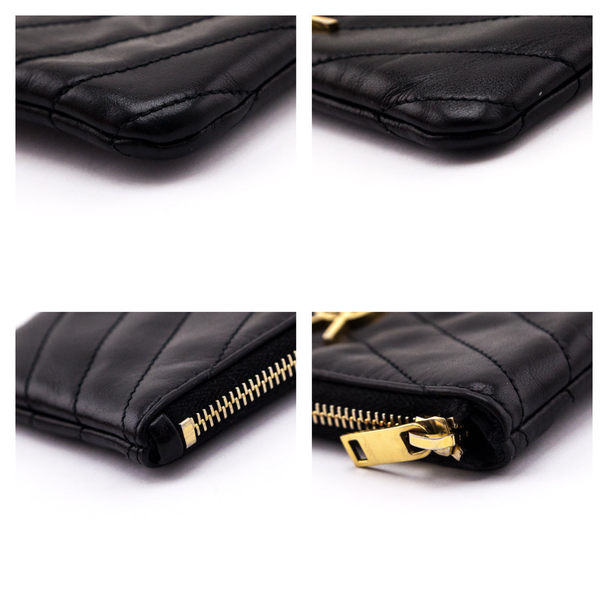 Saint Laurent Black Calfskin Matelasse Monogram Key Pouch - Love that Bag etc - Preowned Authentic Designer Handbags & Preloved Fashions