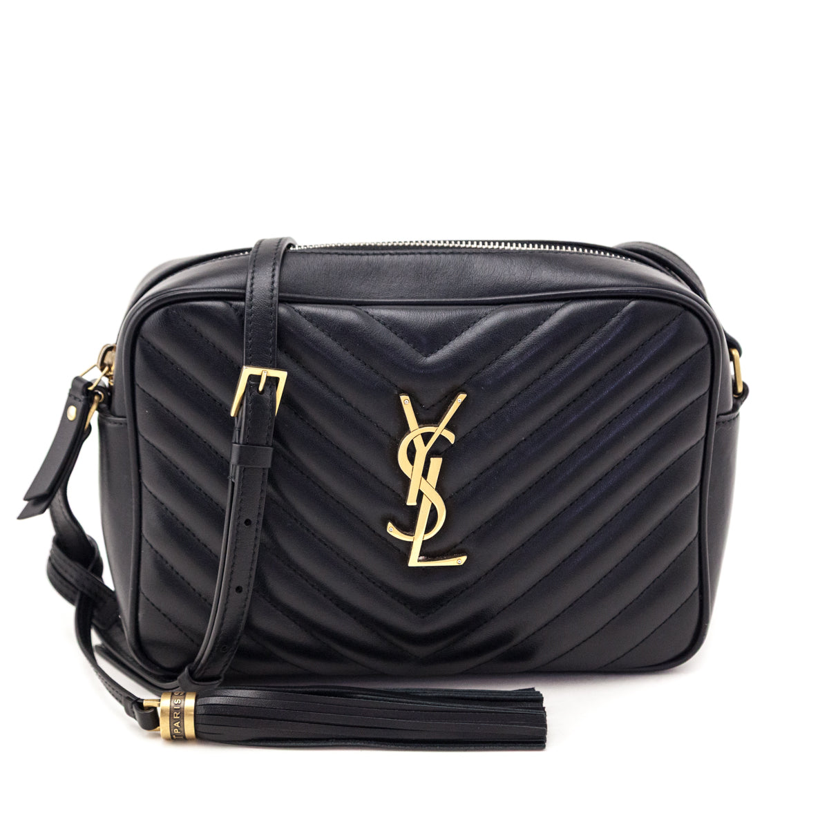 Saint Laurent Black Calfskin Matelasse Monogram Lou Camera Bag - Love that Bag etc - Preowned Authentic Designer Handbags & Preloved Fashions