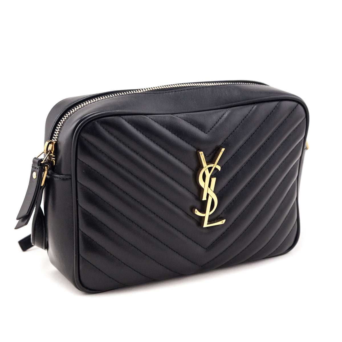 Saint Laurent Black Calfskin Matelasse Monogram Lou Camera Bag - Love that Bag etc - Preowned Authentic Designer Handbags & Preloved Fashions
