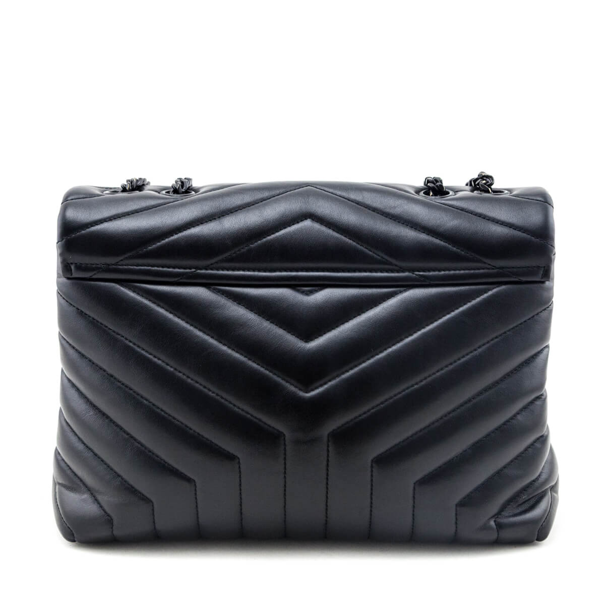Saint Laurent Black Calfskin Y Quilted Monogram Medium Loulou Chain Satchel