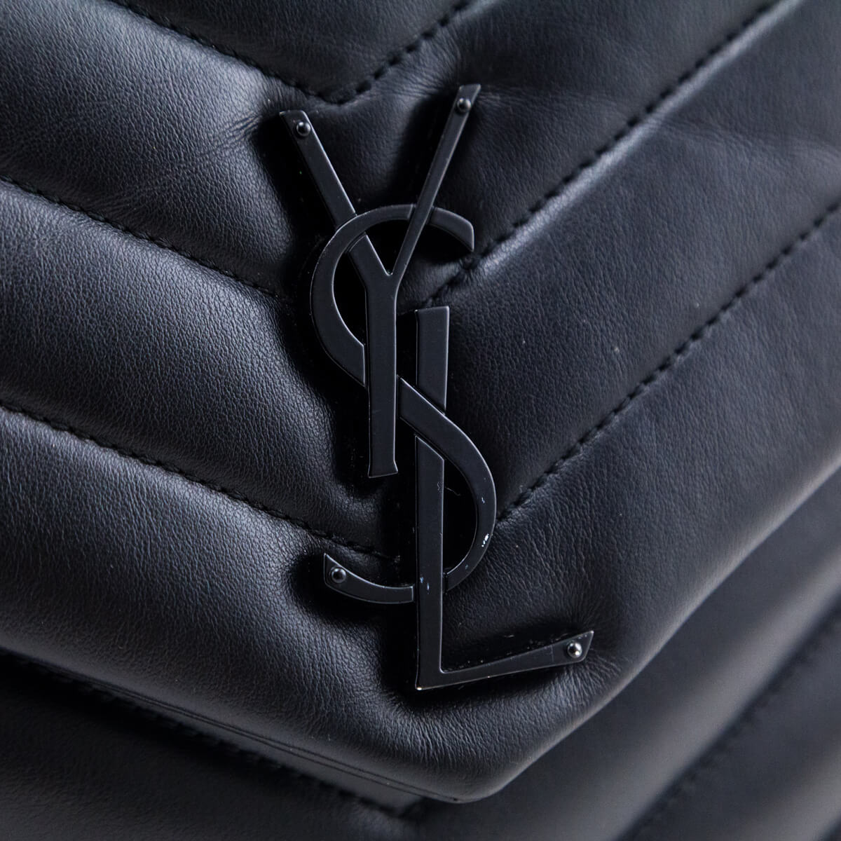 Saint Laurent Black Calfskin Y Quilted Monogram Medium Loulou Chain Satchel