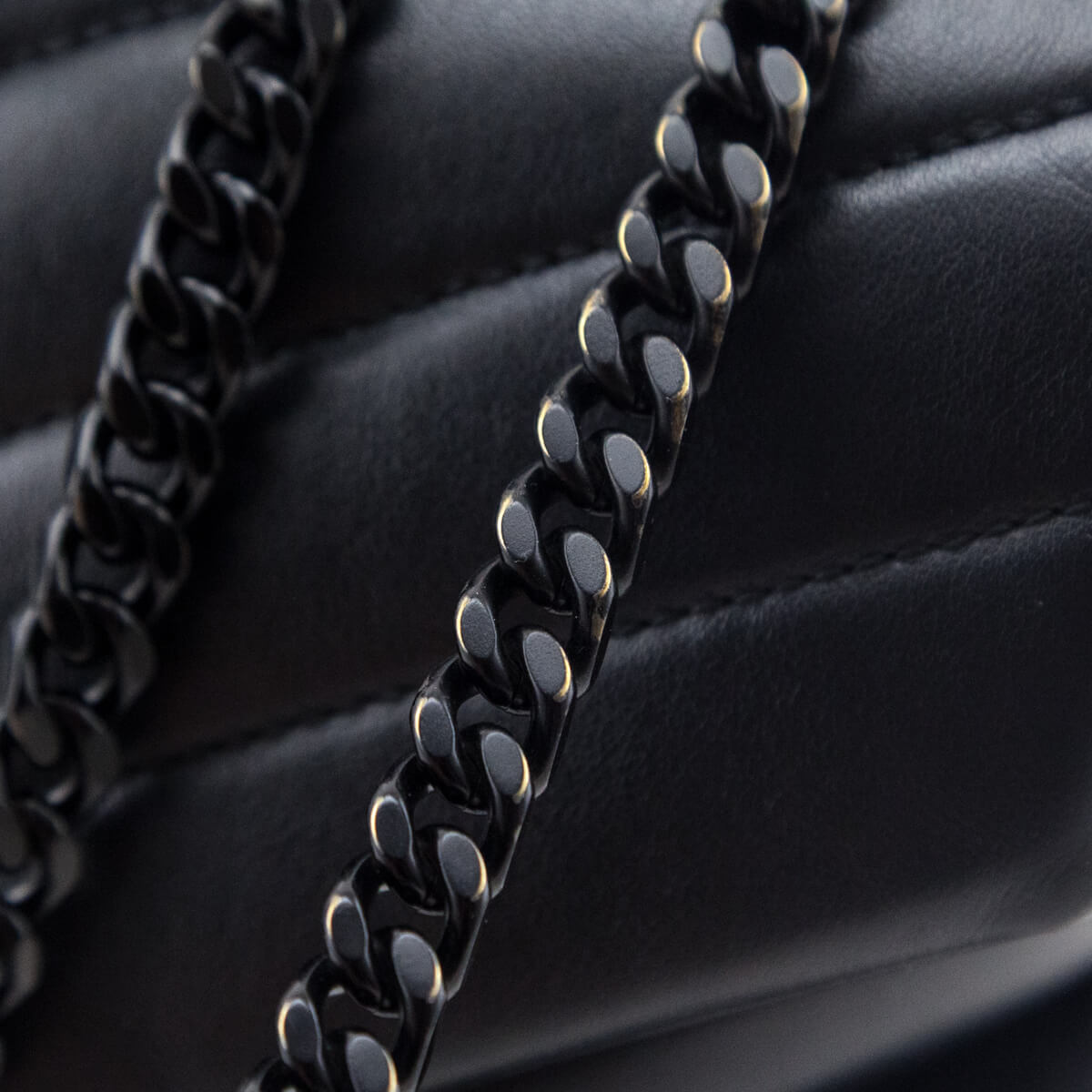 Saint Laurent Black Calfskin Y Quilted Monogram Medium Loulou Chain Satchel