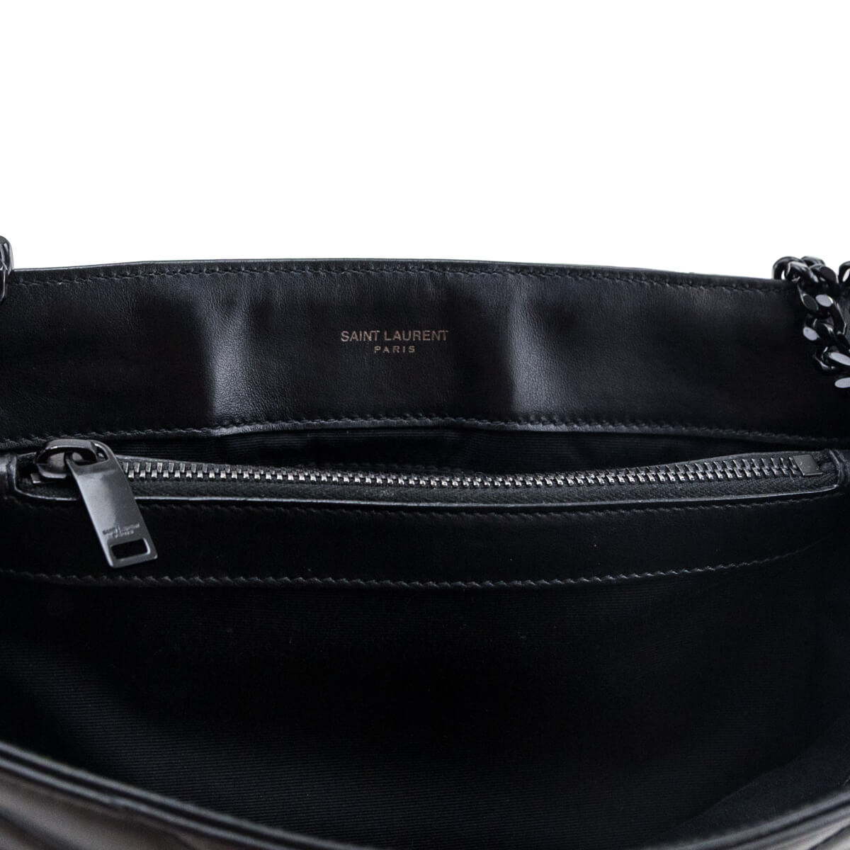 Saint Laurent Black Calfskin Y Quilted Monogram Medium Loulou Chain Satchel