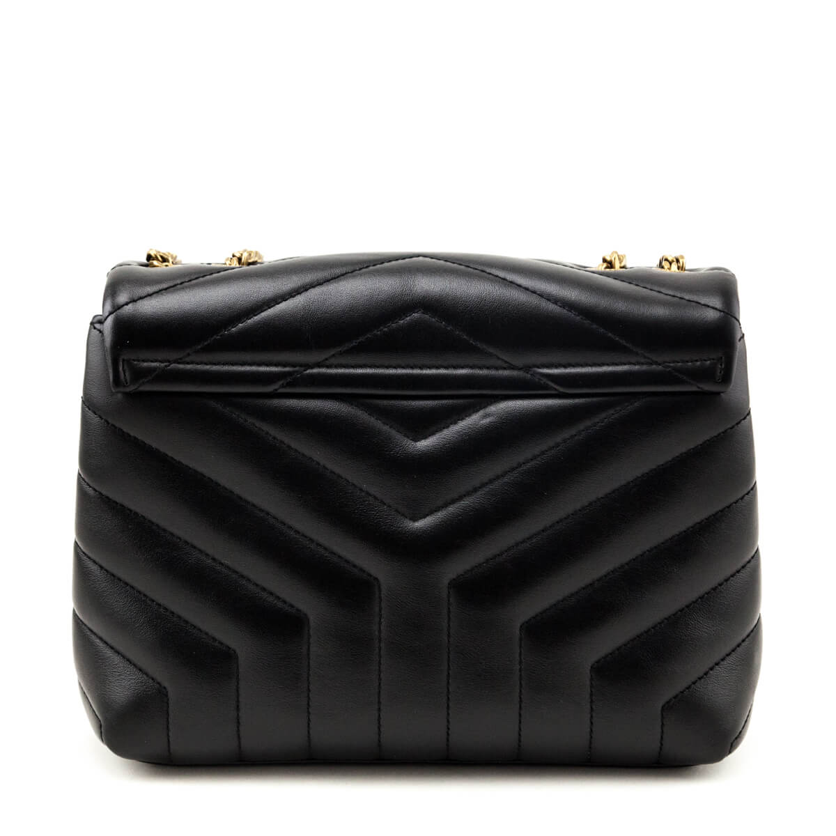 Saint Laurent Black Calfskin Y Quilted Monogram Small Loulou Chain Satchel