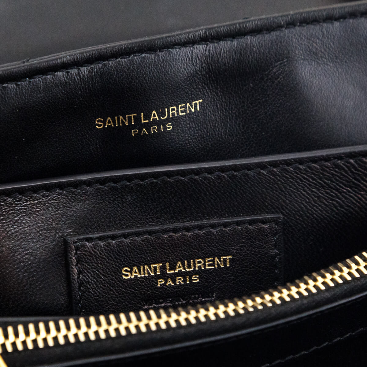 Saint Laurent Black Calfskin Y Quilted Monogram Small Loulou Chain Satchel