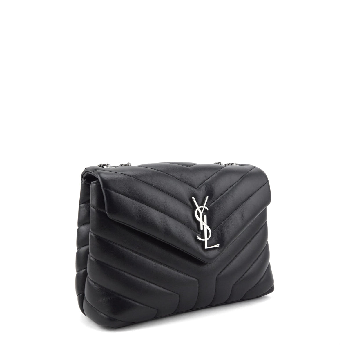Saint Laurent Black Calfskin Y Quilted Monogram Small Loulou Chain Satchel - Love that Bag etc - Preowned Authentic Designer Handbags & Preloved Fashions