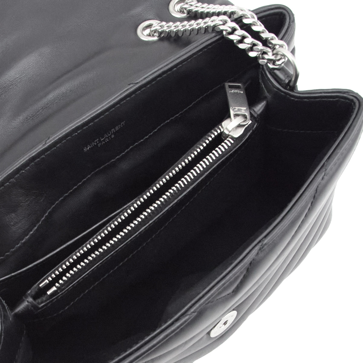 Saint Laurent Black Calfskin Y Quilted Monogram Small Loulou Chain Satchel - Love that Bag etc - Preowned Authentic Designer Handbags & Preloved Fashions