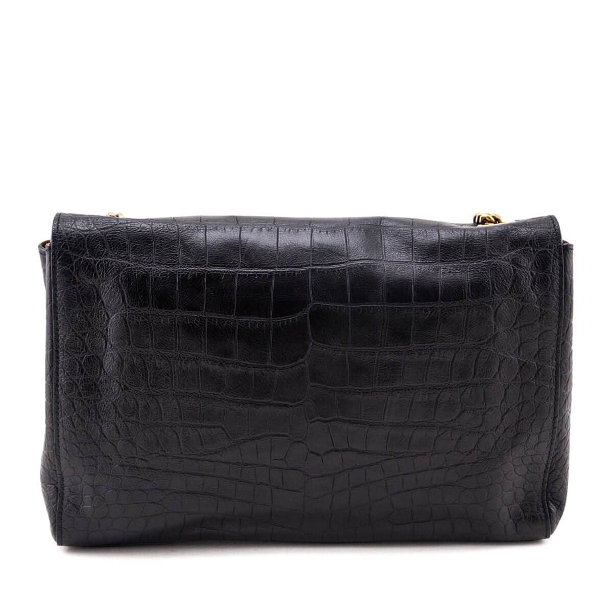 Saint Laurent Black Croc Embossed Chesnut Suede Medium Kate Reversible Shoulder Bag