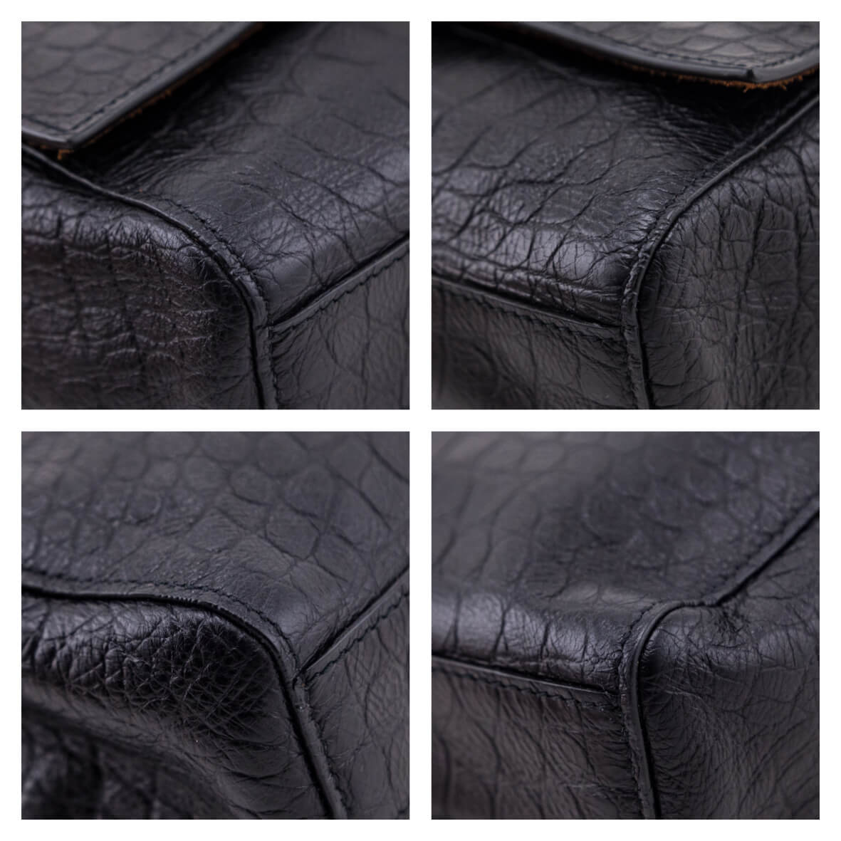 Saint Laurent Black Croc Embossed Chesnut Suede Medium Kate Reversible Shoulder Bag