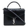 Saint Laurent Black Crocodile Embossed Calfskin Medium Classic Monogram Cassandra Top Handle - Love that Bag etc - Preowned Authentic Designer Handbags & Preloved Fashions