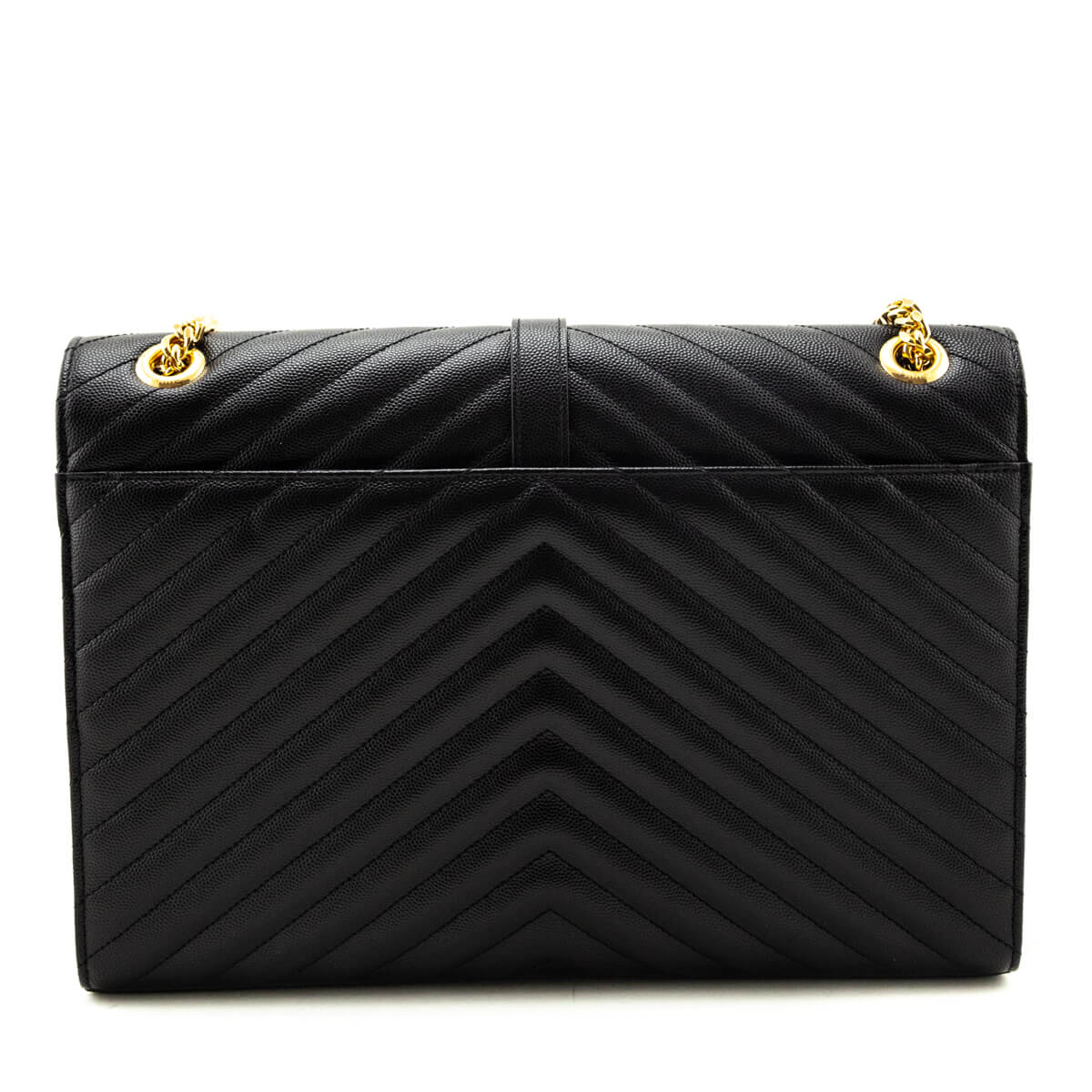 Saint Laurent Black Grain De Poudre Matelasse Chevron Large Monogram Satchel - Love that Bag etc - Preowned Authentic Designer Handbags & Preloved Fashions