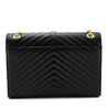 Saint Laurent Black Grain De Poudre Matelasse Chevron Large Monogram Satchel - Love that Bag etc - Preowned Authentic Designer Handbags & Preloved Fashions