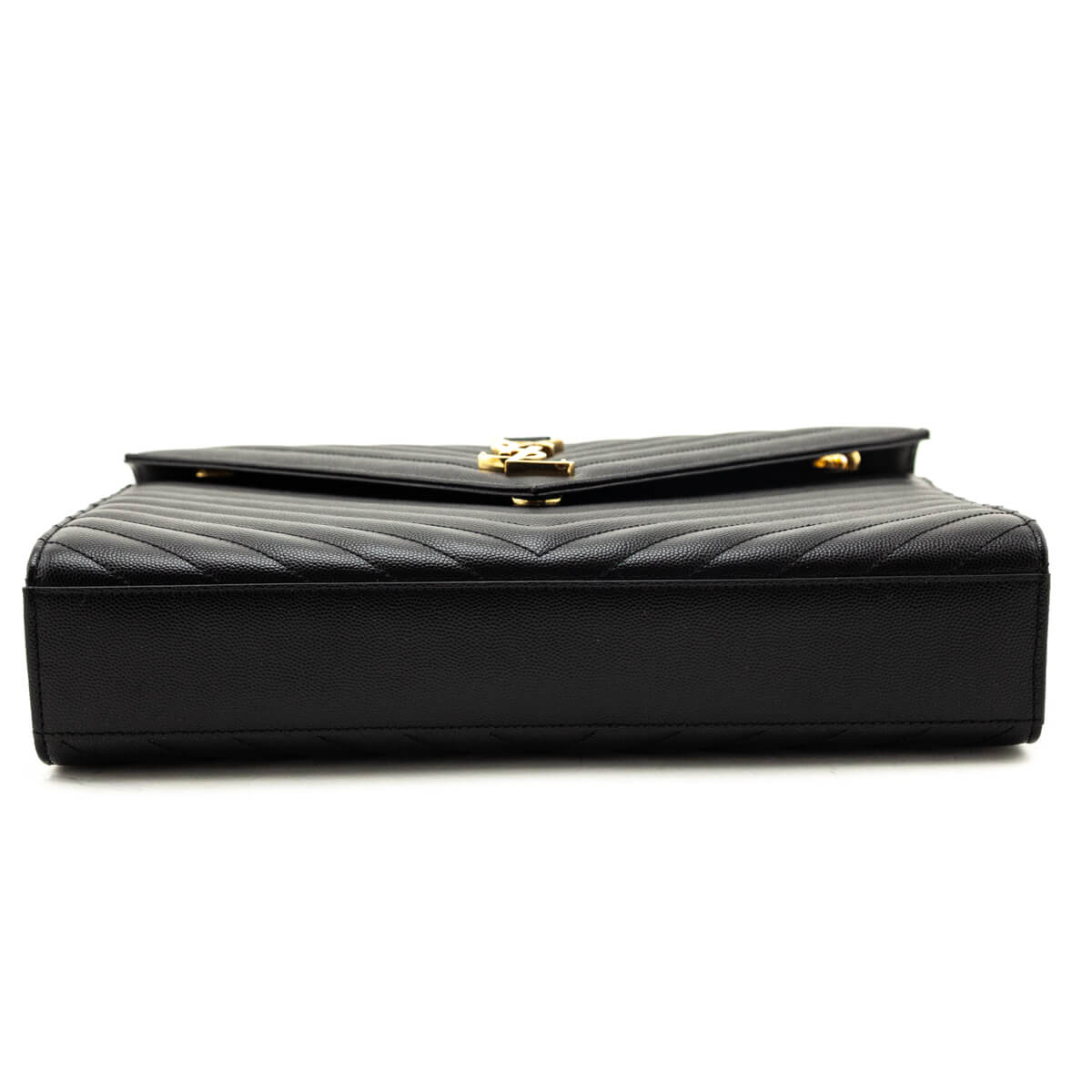 Saint Laurent Black Grain De Poudre Matelasse Chevron Large Monogram Satchel - Love that Bag etc - Preowned Authentic Designer Handbags & Preloved Fashions