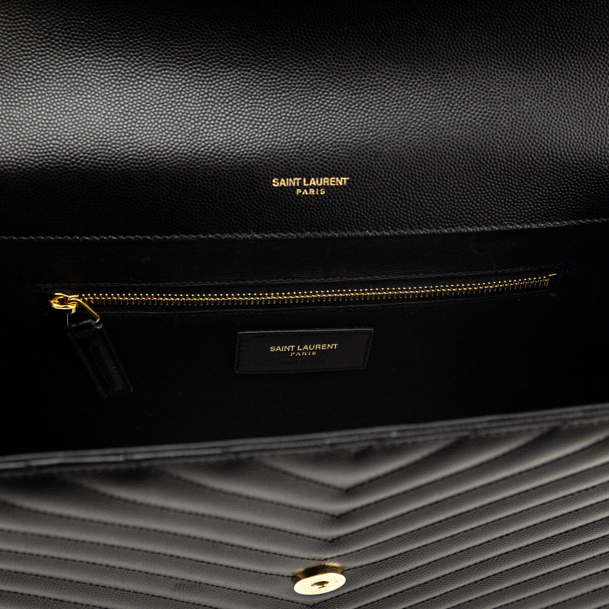 Saint Laurent Black Grain De Poudre Matelasse Chevron Large Monogram Satchel - Love that Bag etc - Preowned Authentic Designer Handbags & Preloved Fashions