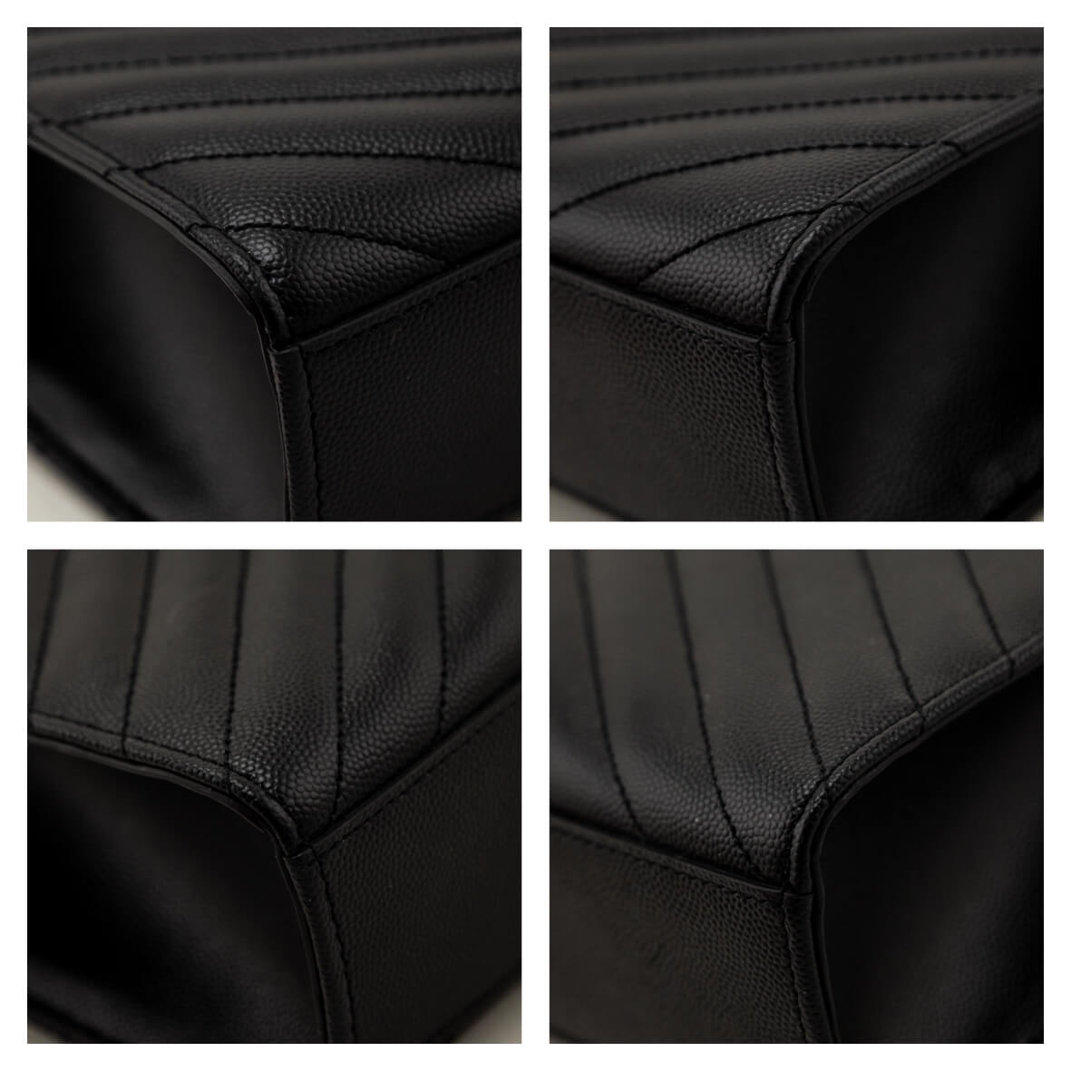 Saint Laurent Black Grain De Poudre Matelasse Chevron Large Monogram Satchel - Love that Bag etc - Preowned Authentic Designer Handbags & Preloved Fashions