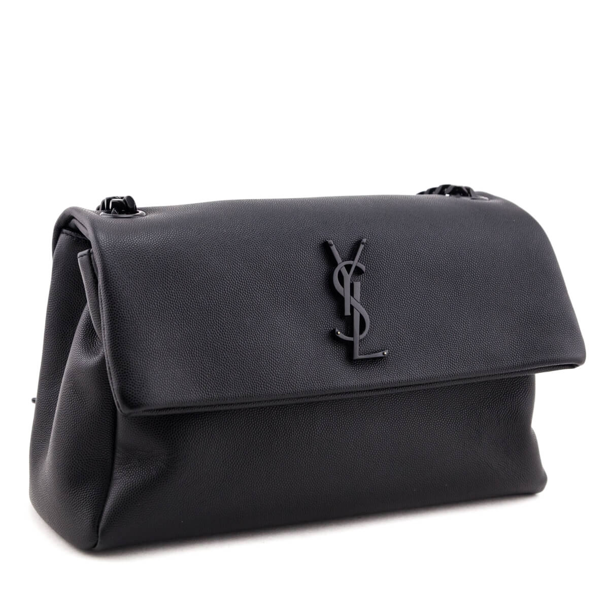 Saint Laurent Black Grain De Poudre Medium West Hollywood Monogram Fold-Over Bag - Love that Bag etc - Preowned Authentic Designer Handbags & Preloved Fashions