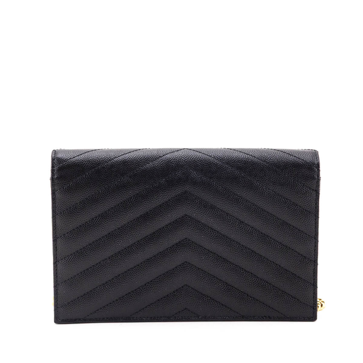 Saint Laurent Black Grain de Poudre Cassandre Chain Wallet