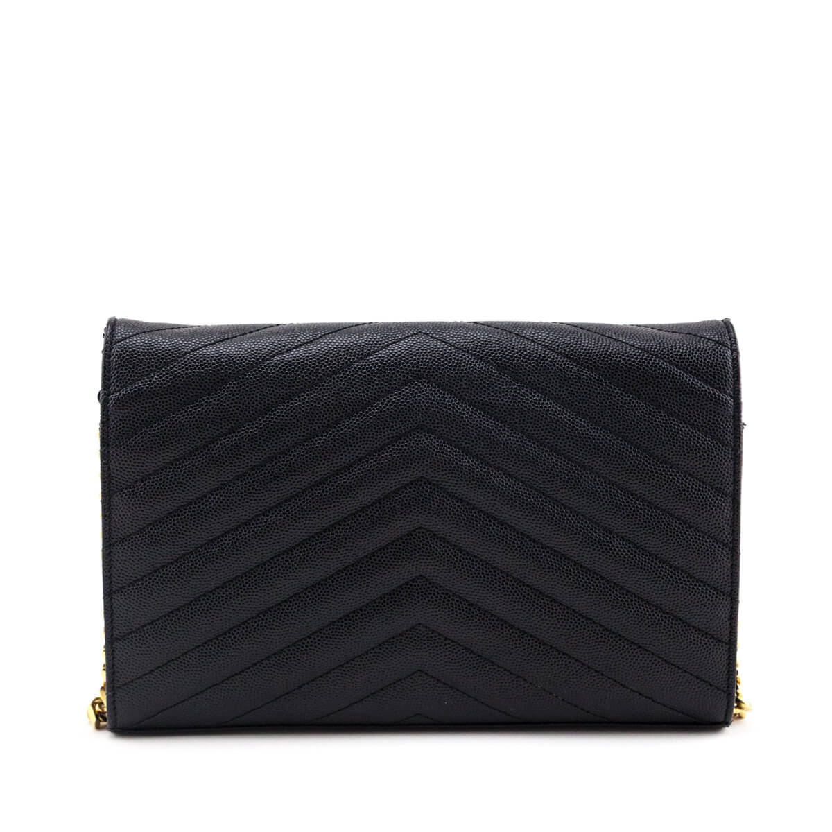 Saint Laurent Black Grain de Poudre Cassandre Chain Wallet