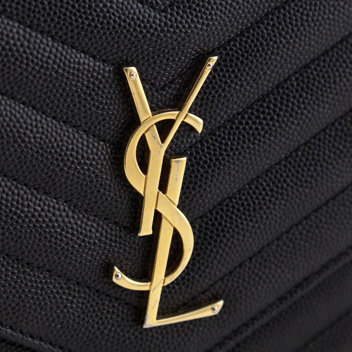 Saint Laurent Black Grain de Poudre Cassandre Chain Wallet