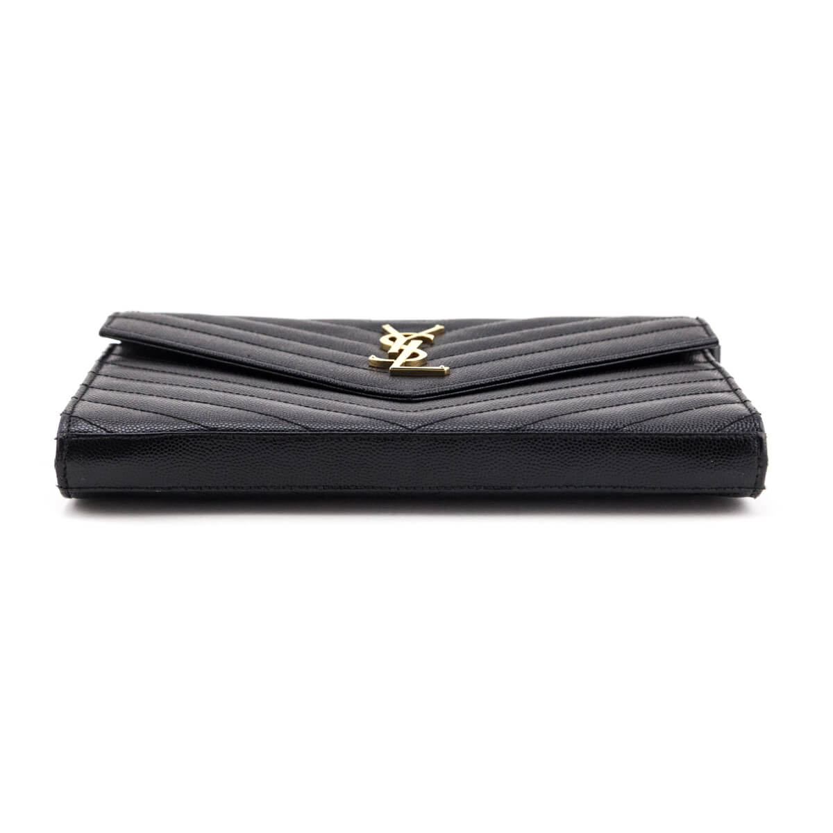 Saint Laurent Black Grain de Poudre Cassandre Chain Wallet