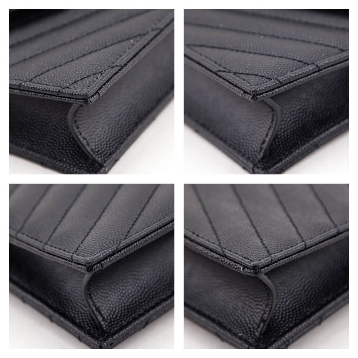 Saint Laurent Black Grain de Poudre Cassandre Chain Wallet