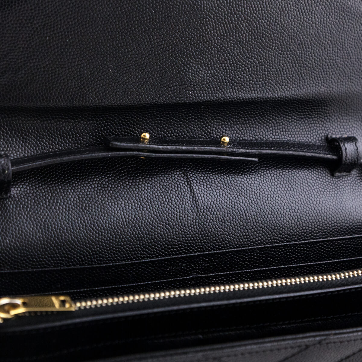 Saint Laurent Black Grain de Poudre Cassandre Chain Wallet
