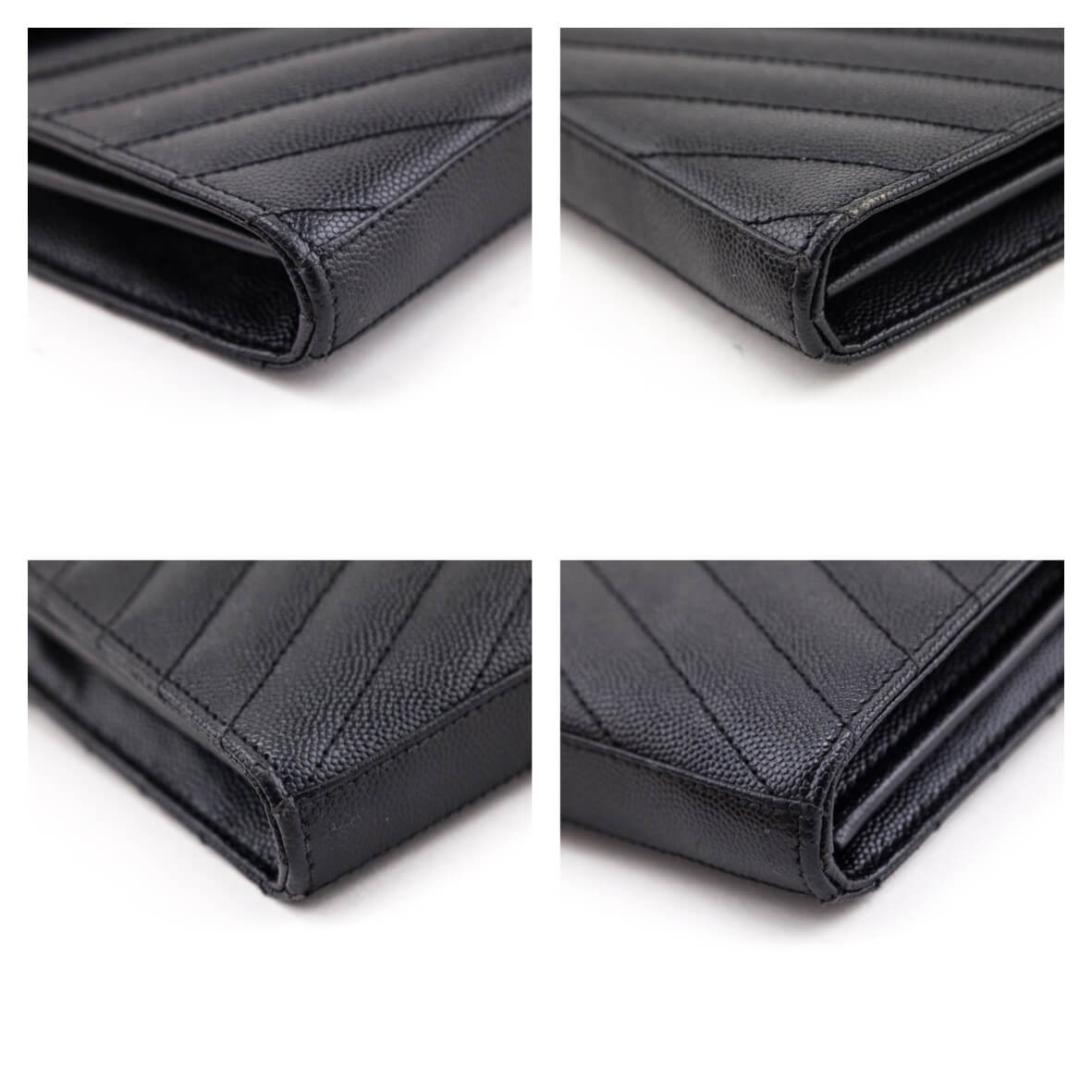 Saint Laurent Black Grain de Poudre Cassandre Chain Wallet