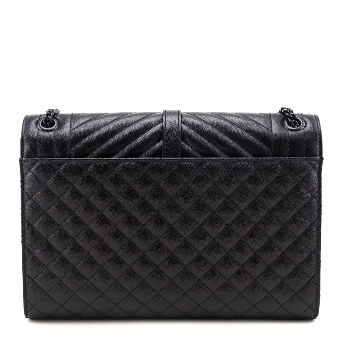 Saint Laurent Black Grain de Poudre Mixed Matelasse Triquilt Large Monogram Satchel - Love that Bag etc - Preowned Authentic Designer Handbags & Preloved Fashions