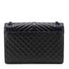 Saint Laurent Black Grain de Poudre Mixed Matelasse Triquilt Large Monogram Satchel - Love that Bag etc - Preowned Authentic Designer Handbags & Preloved Fashions