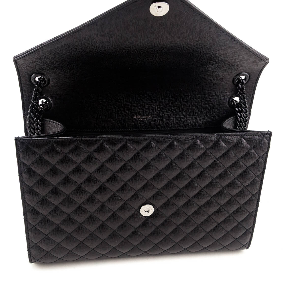 Saint Laurent Black Grain de Poudre Mixed Matelasse Triquilt Large Monogram Satchel - Love that Bag etc - Preowned Authentic Designer Handbags & Preloved Fashions