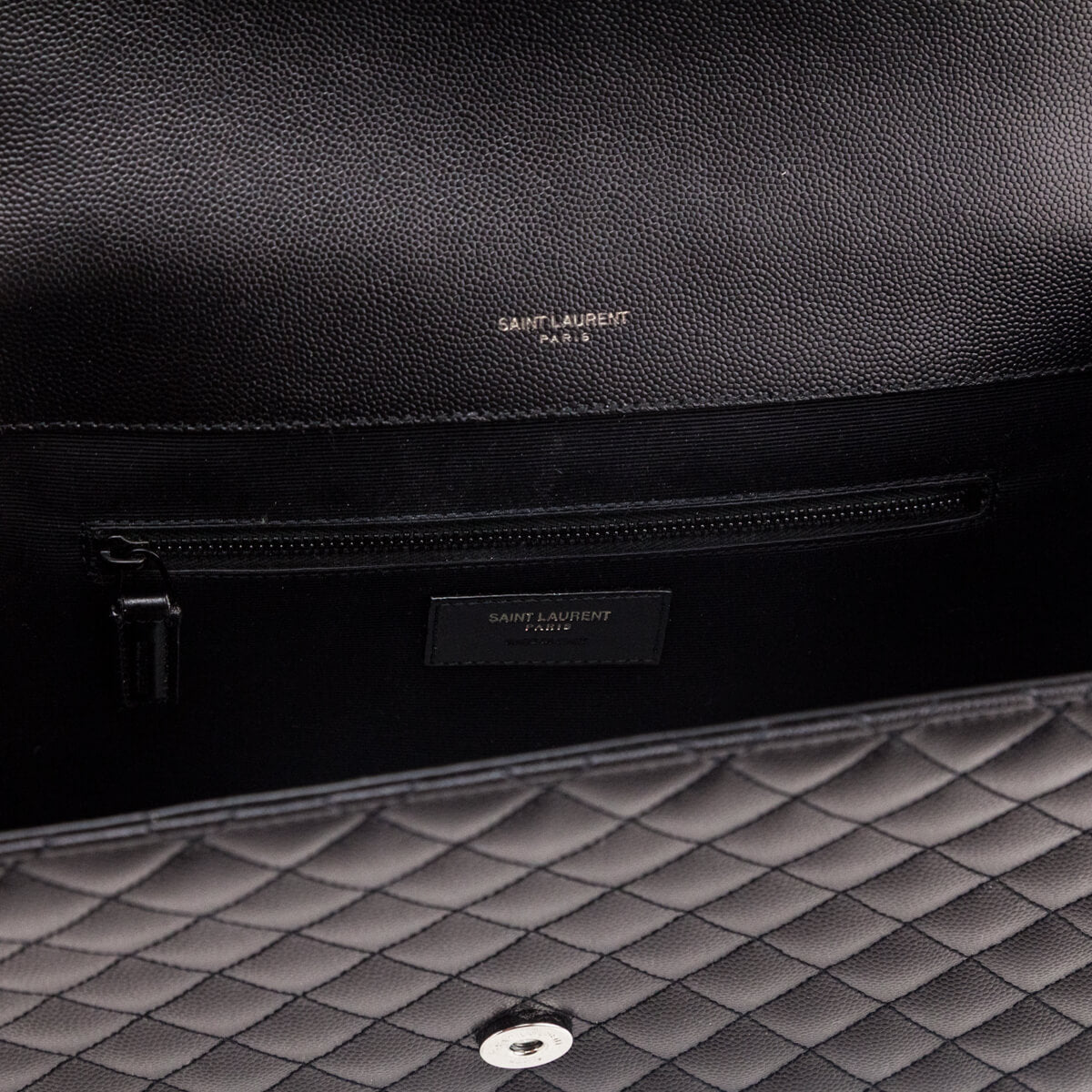 Saint Laurent Black Grain de Poudre Mixed Matelasse Triquilt Large Monogram Satchel - Love that Bag etc - Preowned Authentic Designer Handbags & Preloved Fashions