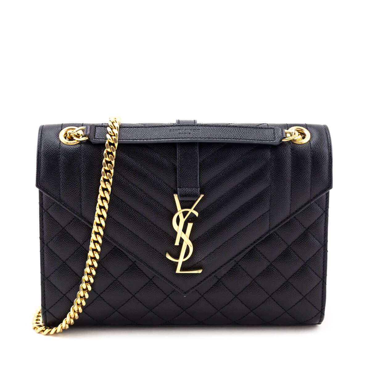 Saint Laurent Black Grain de Poudre Mixed Matelasse Triquilt Medium Monogram Satchel - Love that Bag etc - Preowned Authentic Designer Handbags & Preloved Fashions