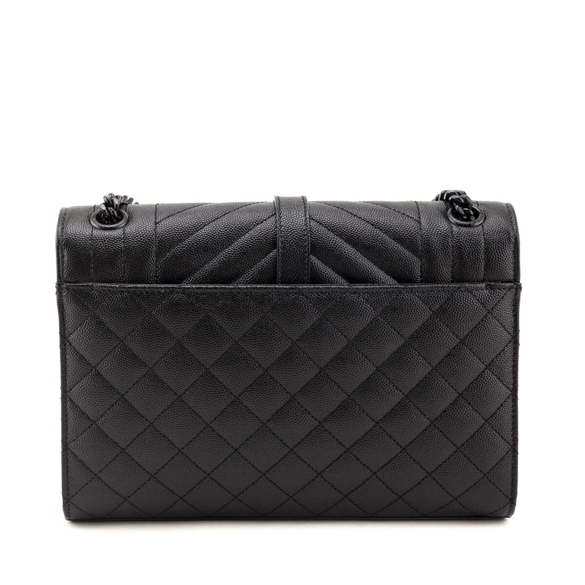 Saint Laurent Black Grain de Poudre Mixed Matelasse Triquilt Medium Satchel