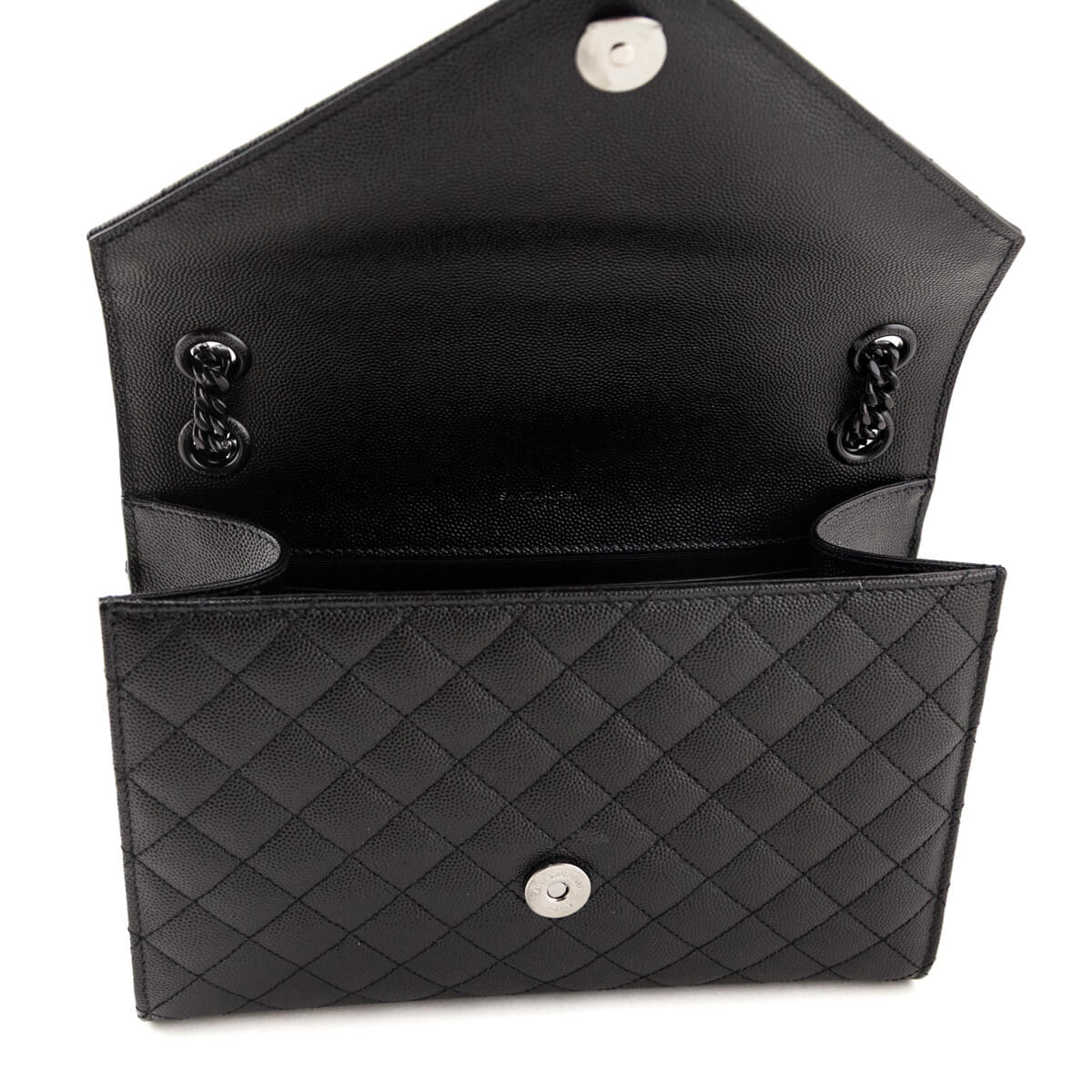 Saint Laurent Black Grain de Poudre Mixed Matelasse Triquilt Medium Satchel