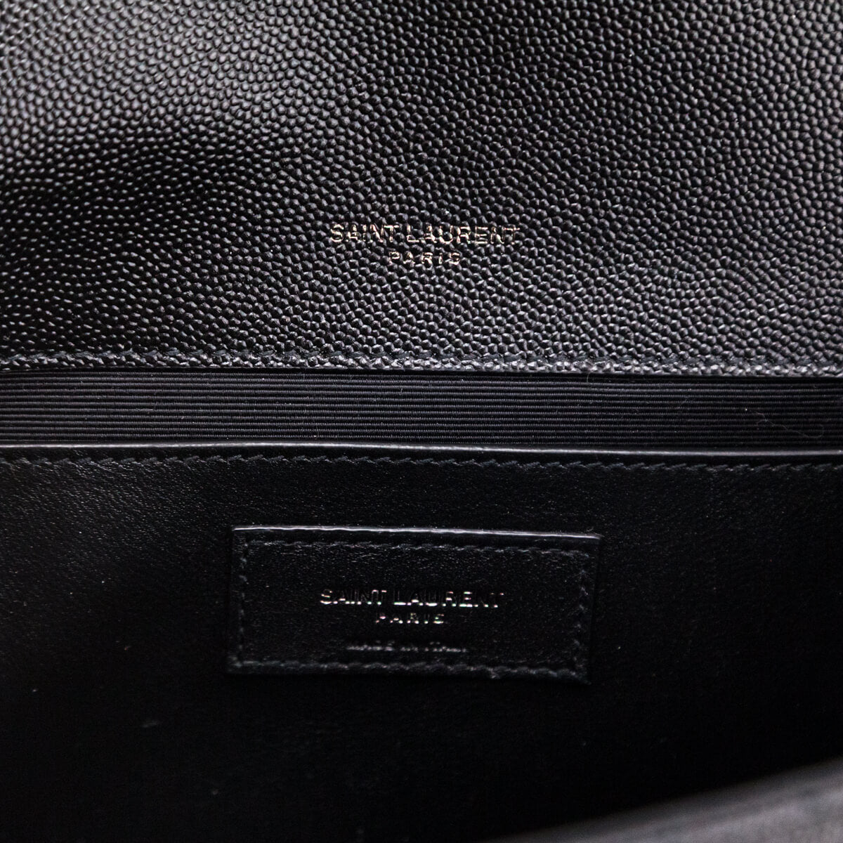 Saint Laurent Black Grain de Poudre Mixed Matelasse Triquilt Medium Satchel