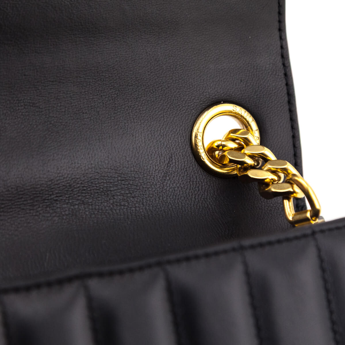 Saint Laurent Black Lambskin Vertical Matelasse Medium Vicky Bag