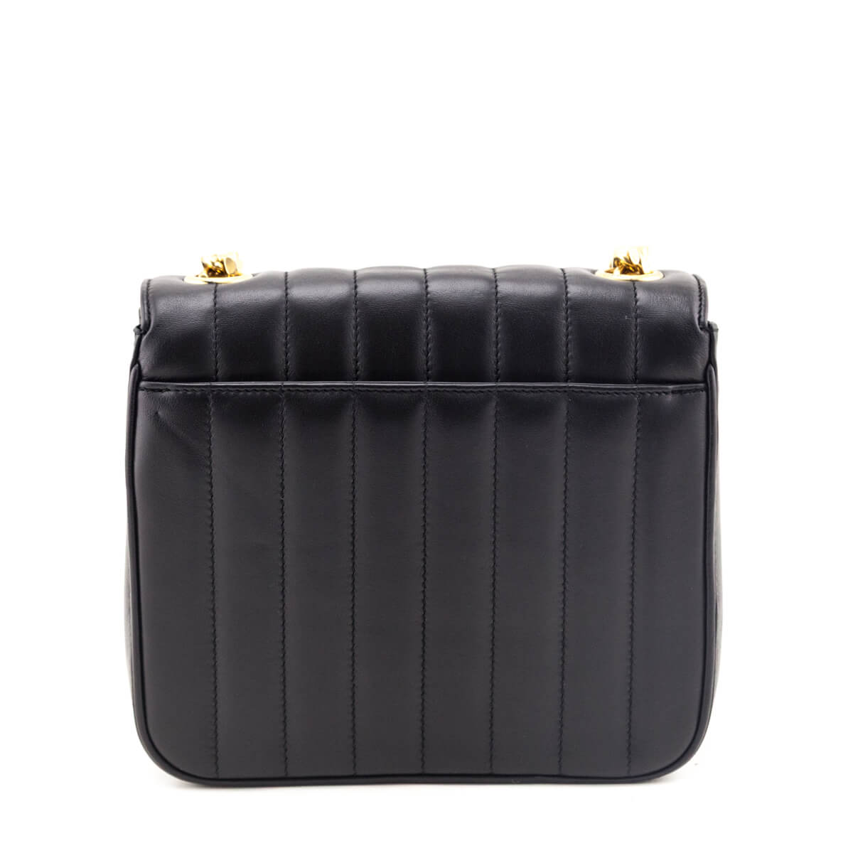 Saint Laurent Black Lambskin Vertical Matelasse Medium Vicky Bag