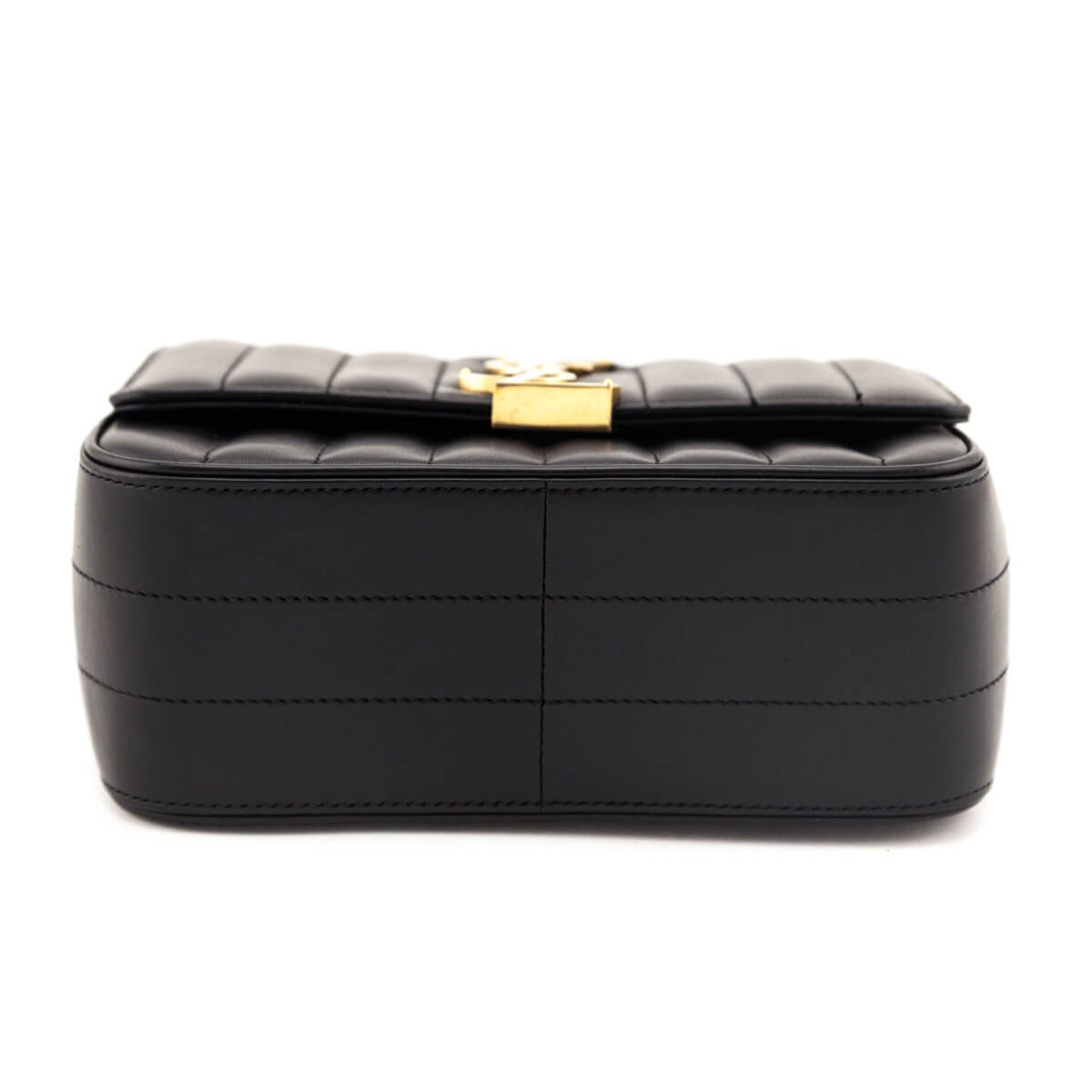 Saint Laurent Black Lambskin Vertical Matelasse Medium Vicky Bag