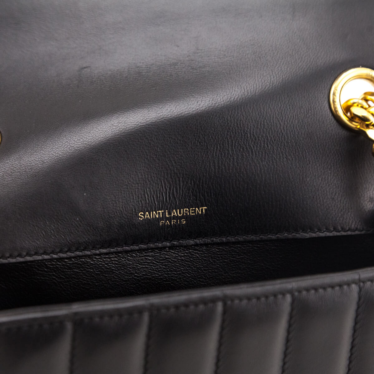 Saint Laurent Black Lambskin Vertical Matelasse Medium Vicky Bag