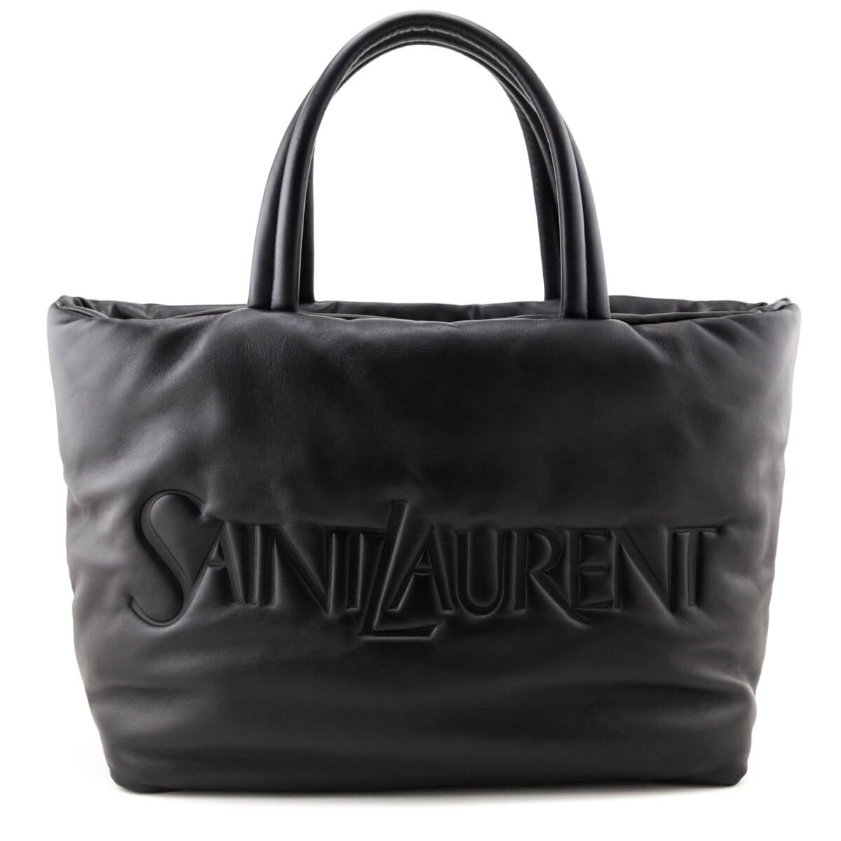 Saint Laurent Black Lambskin Wide Puffer Tote Black - Love that Bag etc - Preowned Authentic Designer Handbags & Preloved Fashions