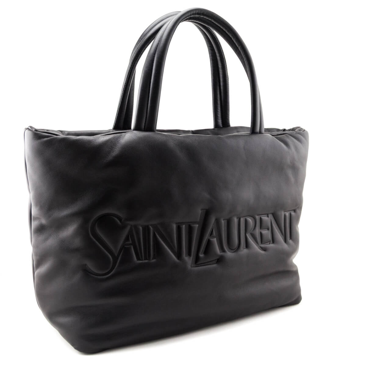 Saint Laurent Black Lambskin Wide Puffer Tote Black - Love that Bag etc - Preowned Authentic Designer Handbags & Preloved Fashions