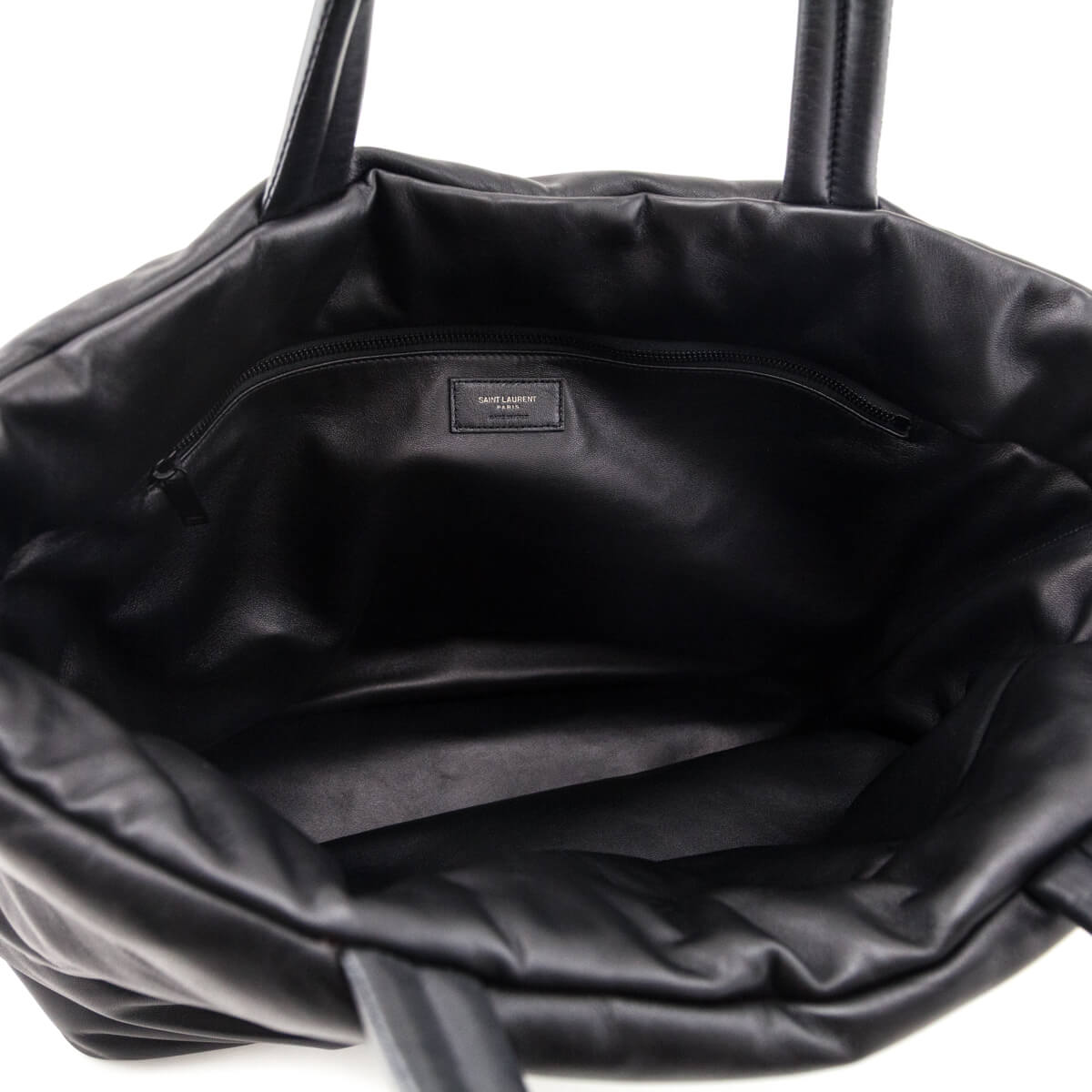 Saint Laurent Black Lambskin Wide Puffer Tote Black - Love that Bag etc - Preowned Authentic Designer Handbags & Preloved Fashions