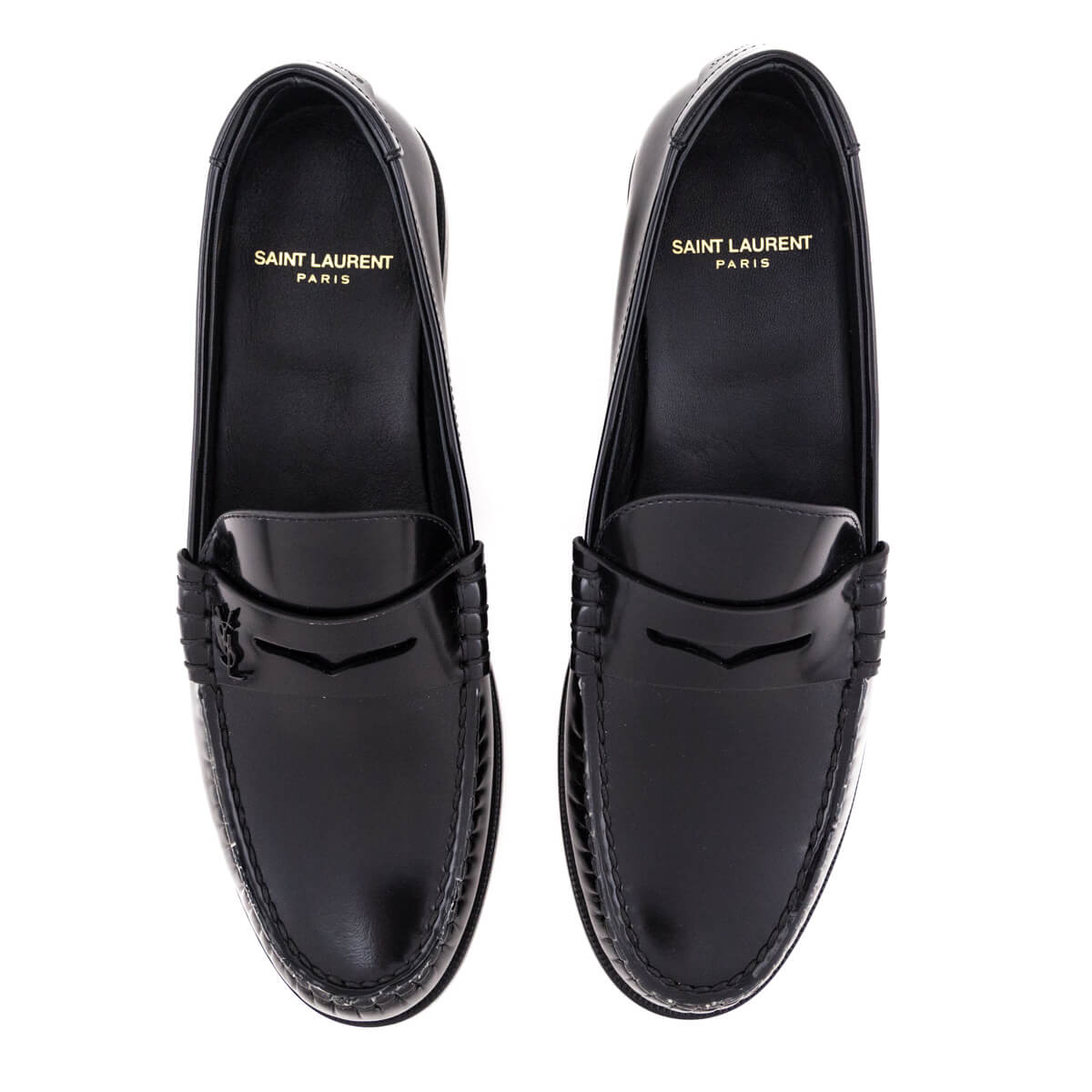 Saint Laurent Black Le Loafer Glossed Leather Loafers Size US 8.5 | EU 38.5 - Love that Bag etc - Preowned Authentic Designer Handbags & Preloved Fashions