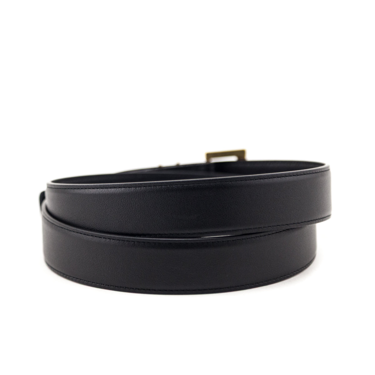 Saint Laurent Black Leather Monogram Belt